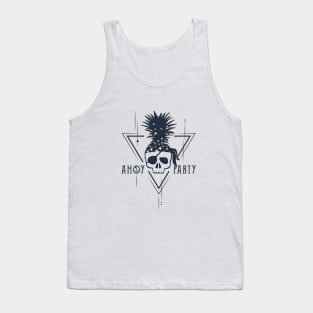 Pirate In Pineapple Hat. Ahoy Party. Humor. Geometric Style Tank Top